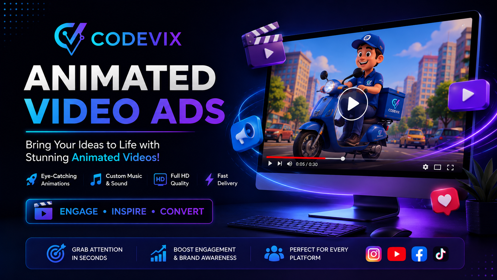 Codevix AI Animated Video Ads Banner
